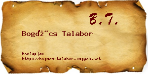 Bogács Talabor névjegykártya